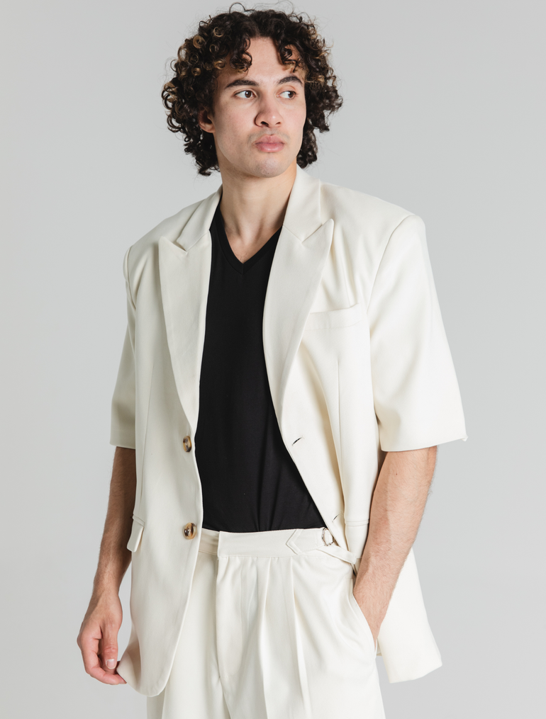 HEATHE Zik cream short sleeve jacket