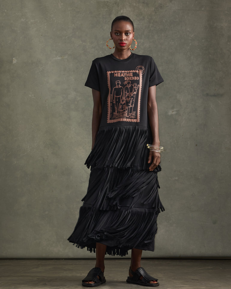 fringe tee shirt dress Tuxedo Fringe T-Shirt Dress/Top